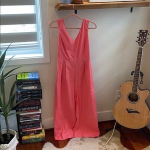 J Crew Wrap Tie Jumpsuit - Pink Poplin Cotton